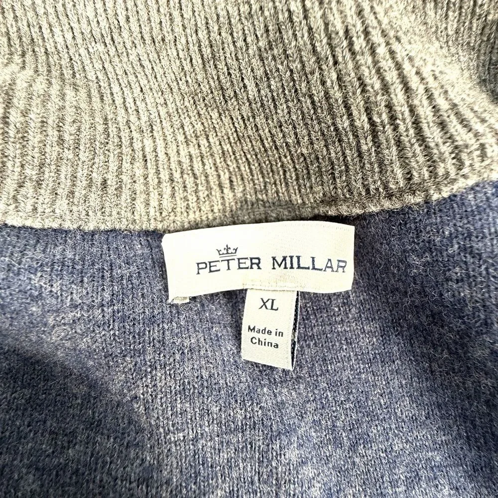 Peter Millar 90% Merino Wool Jacket Mens XL Cargo Gray Full Zip Sweater Coat